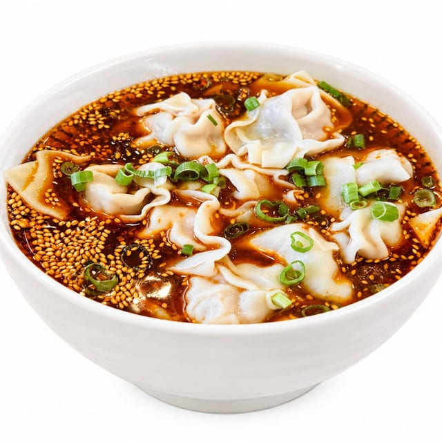 Spicy Bone Broth Wonton Soup / 红汤馄饨.