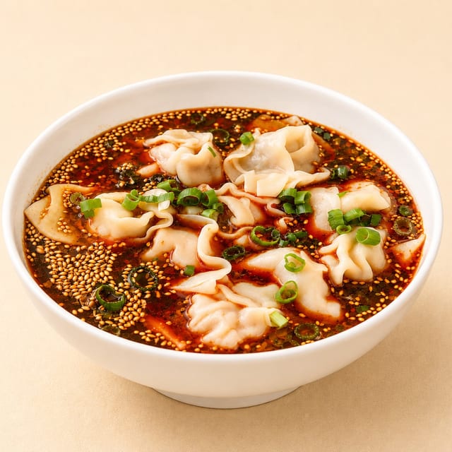 Spicy Bone Broth Wonton Soup / 红汤馄饨.